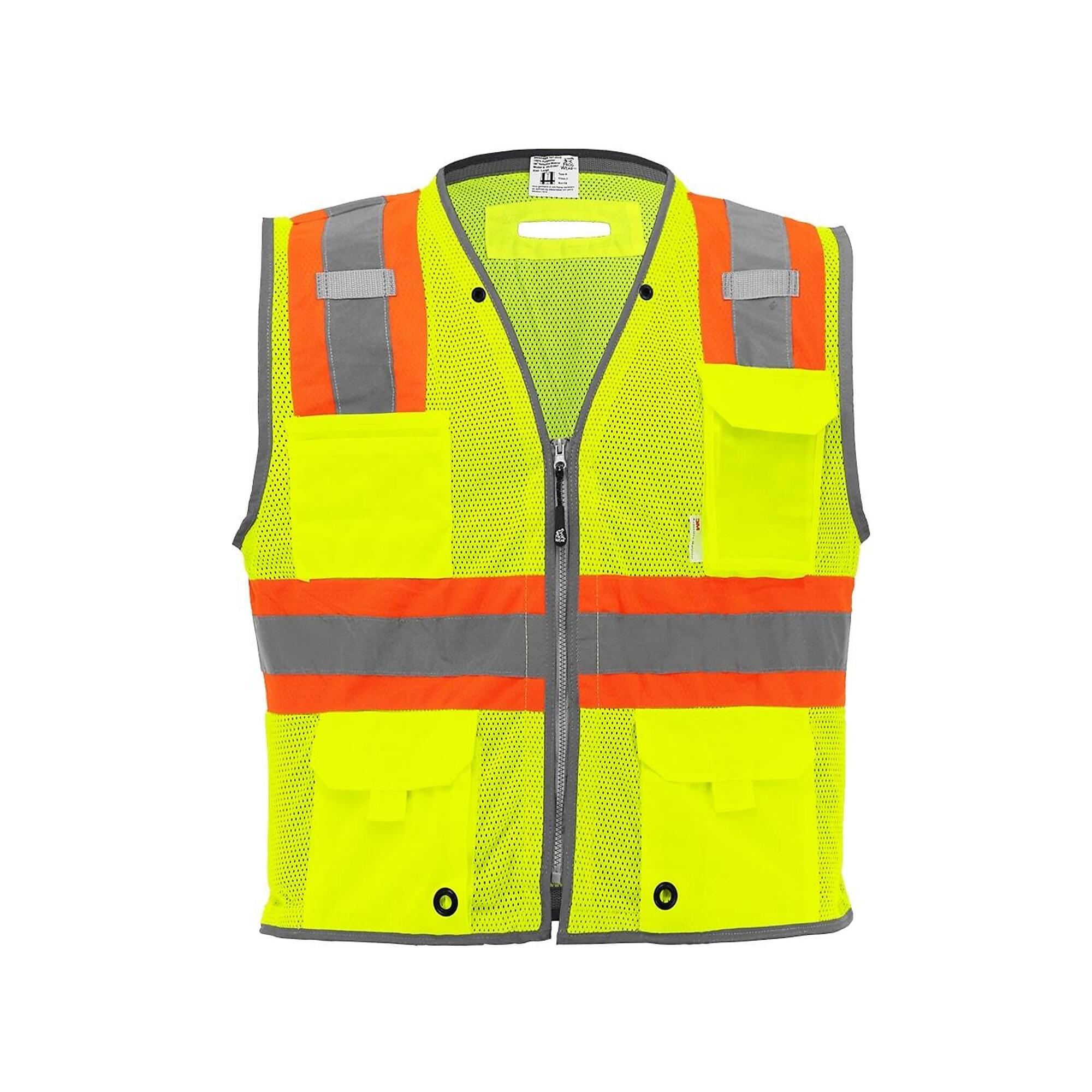 FrogWear HV Yellow/Green, Class 2,Type R, 6 Pocket, Mesh Vest